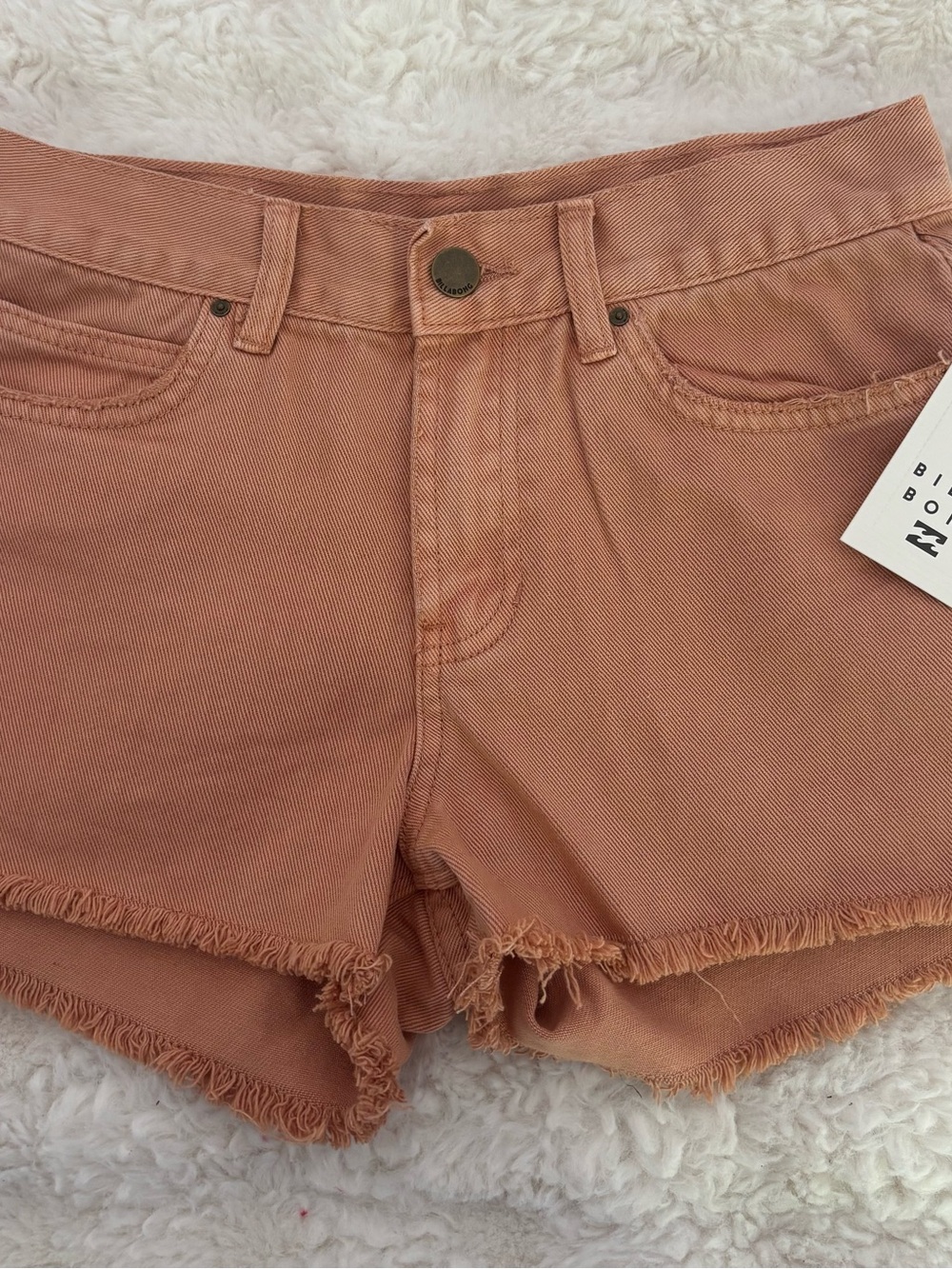 Billabong Women's Rust Pink Frayed Hem Denim Shorts 25 BNWT